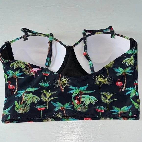 CUPSHE 2-Piece Swimsuit with flamingos M - Picture 3 of 5